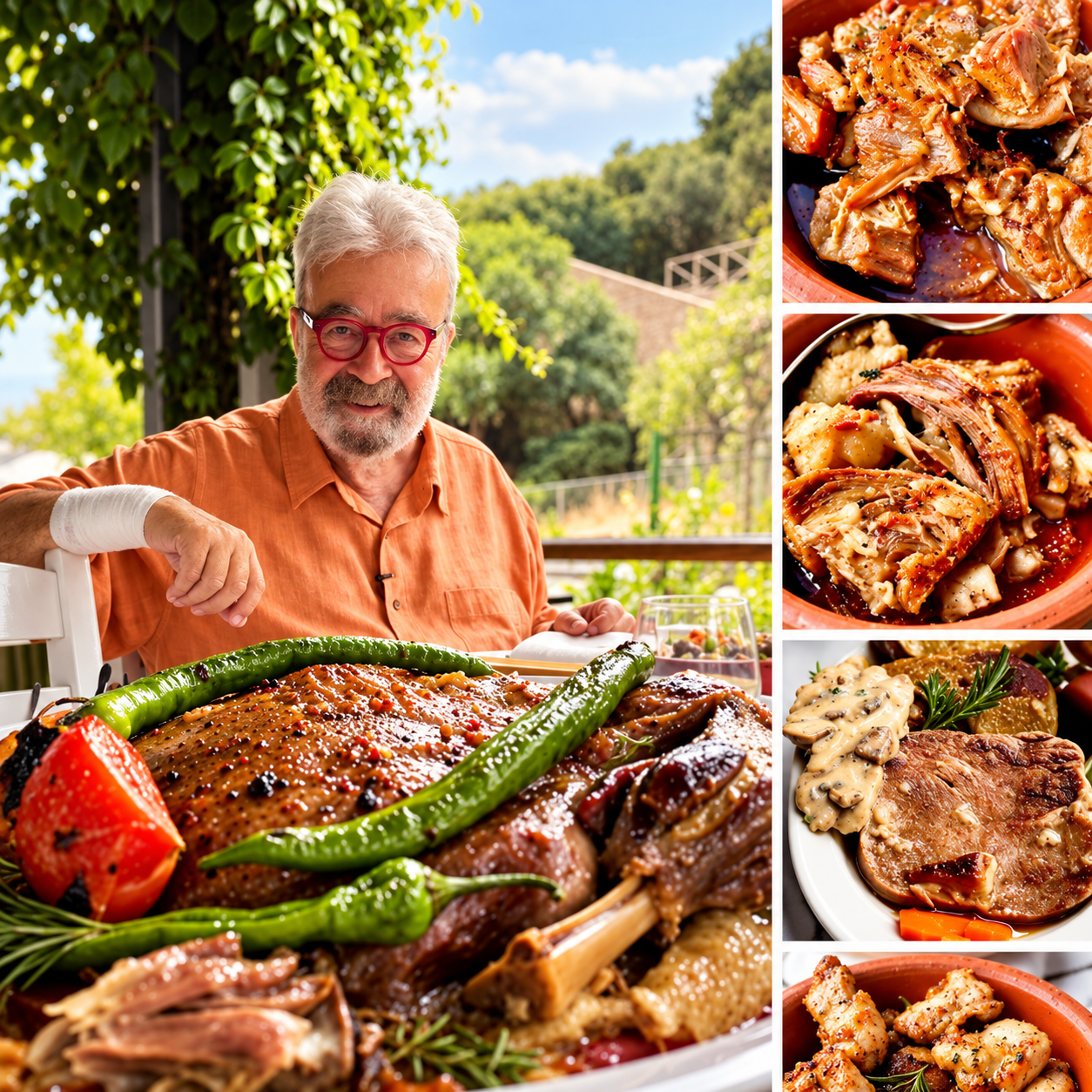 Oğlak tandır ve et yemeklerinin yer aldığı sofra kolajı